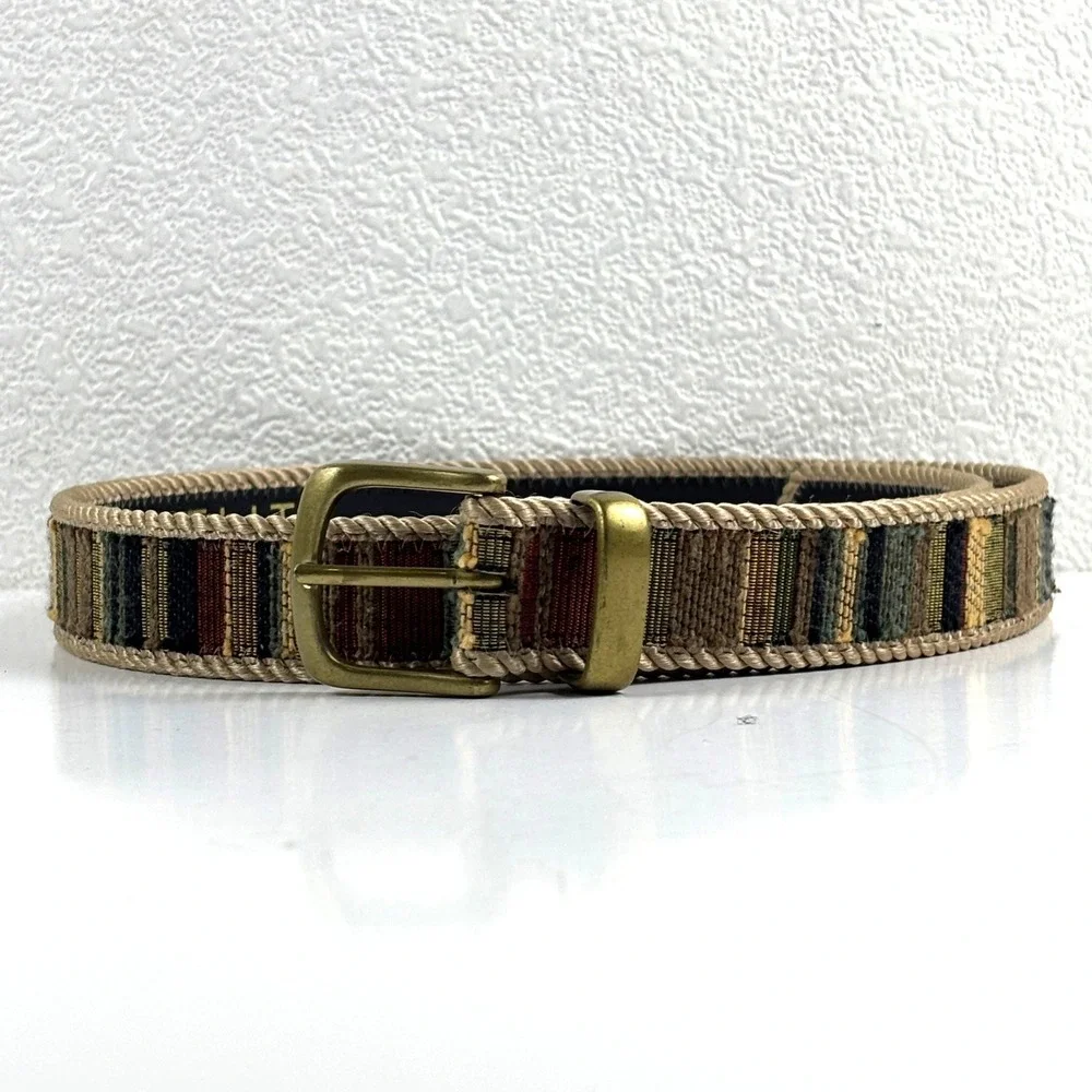 Elite Accessories Woven Belt Unisex Medium Multi Earth Tone Made in USA Tapestry